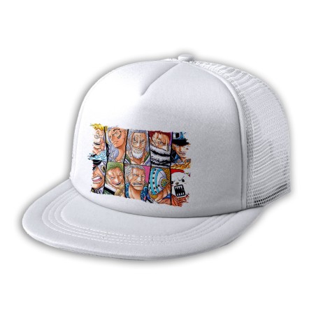 GORRA 5 PANELES REDECILLA TRASERA one piece piratas peor generación luffy franjas estilo rapero