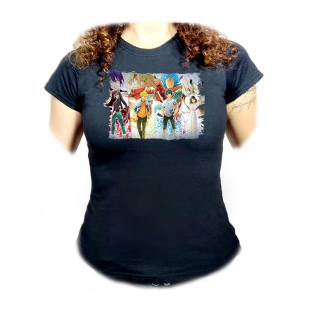 CAMISETA NEGRA MUJER sangri la frontier serie personajes v mmorpg jrpg oferta personalizada