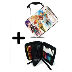 PACK MOCHILA Y ESTUCHE sangri la frontier serie personajes v mmorpg jrpg material escolar