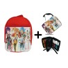 PACK MOCHILA ROJA Y ESTUCHE sangri la frontier serie personajes v mmorpg jrpg material escolar