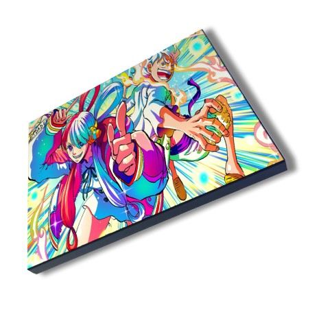 PANEL FOTOGRÁFICO DECORATIVO uta y luffy gear 5 pelicula peli red onepiece cuadro acabado brillante elegante pared