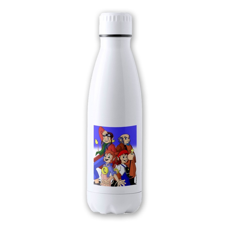 BIDON 700 ML ACERO INOXIDABLE Los diminutos serie retro personajes caricaturas tapon seguridad botella