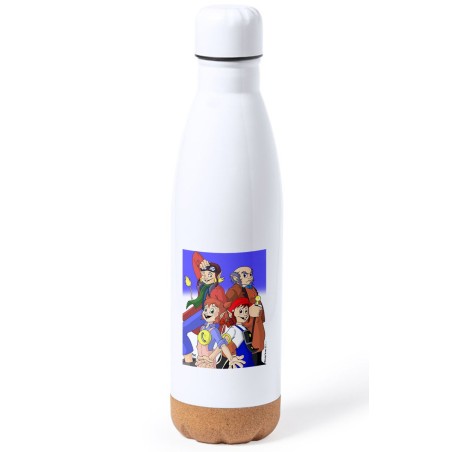 BIDON 750 ML ACERO INOXIDABLE ADORNO DE CORCHO Los diminutos serie retro personajes caricaturas tapon botella