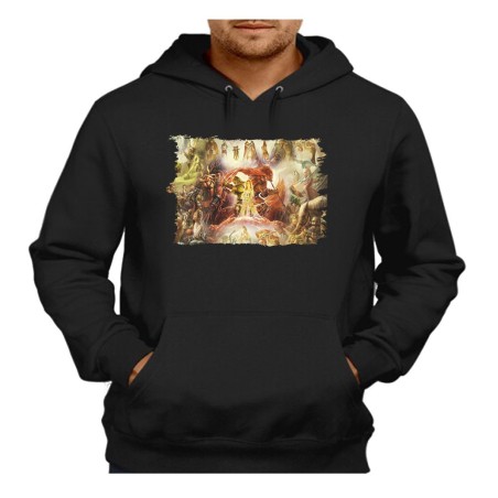 SUDADERA NEGRA CON CAPUCHA leyenda heroe verde saga videojuego diosa princesa adulto poliester algodón personalizada