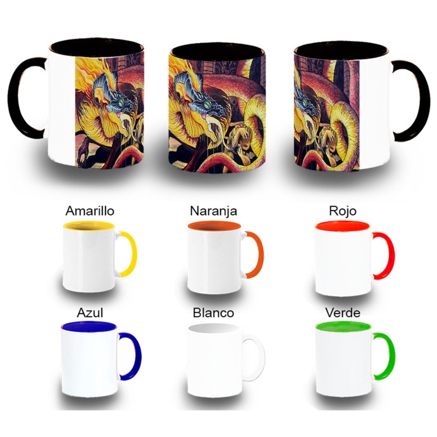 TAZA COLORES leyenda heroe verde dragon jefe mazmorra saga princesa color personalizada