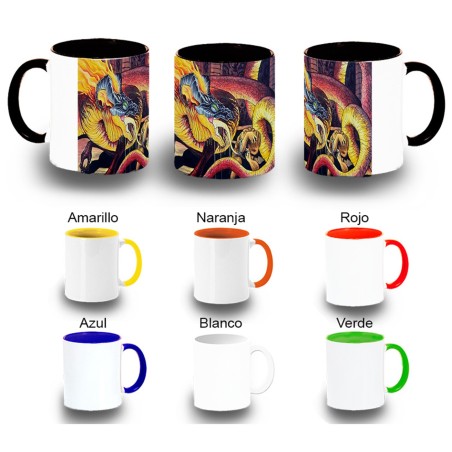 TAZA COLORES leyenda heroe verde dragon jefe mazmorra saga princesa color personalizada