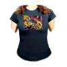 CAMISETA NEGRA MUJER leyenda heroe verde dragon jefe mazmorra saga princesa oferta personalizada