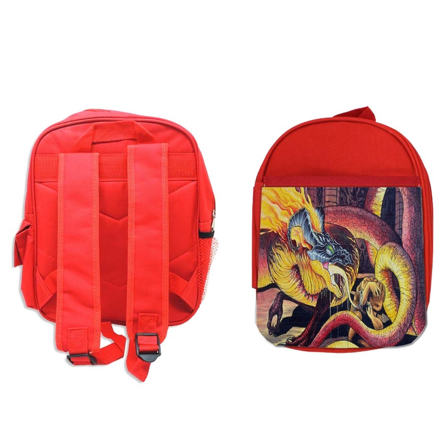 MOCHILA ROJA leyenda heroe verde dragon jefe mazmorra saga princesa escolar personalizado