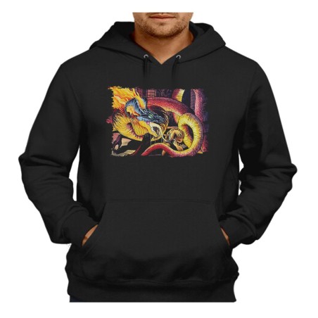 SUDADERA NEGRA CON CAPUCHA leyenda heroe verde dragon jefe mazmorra saga princesa adulto poliester algodón personalizada