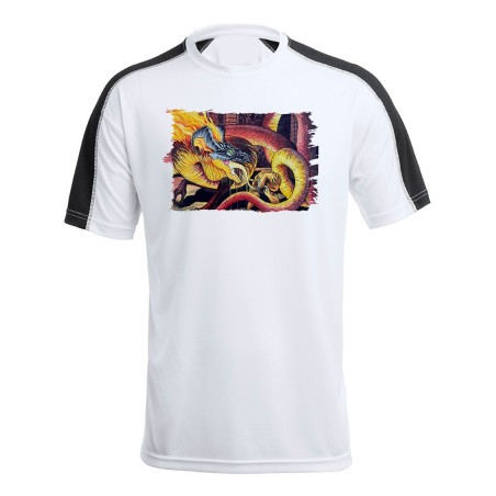 CAMISETA TÉCNICA FRANJA MANGAS NEGRA leyenda heroe verde dragon jefe mazmorra saga princesa personalizada