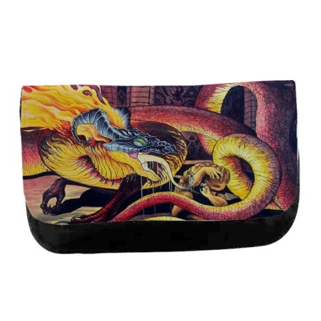 ESTUCHE NECESER DE LONA leyenda heroe verde dragon jefe mazmorra saga princesa unisex negro monedero billetera