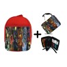 PACK MOCHILA ROJA Y ESTUCHE leyenda heroe verde sagas videojuegos jefes finales material escolar