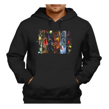 SUDADERA NEGRA CON CAPUCHA leyenda heroe verde sagas videojuegos jefes finales adulto poliester algodón personalizada