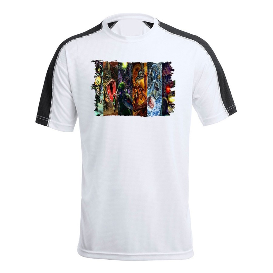 CAMISETA TÉCNICA FRANJA MANGAS NEGRA leyenda heroe verde sagas videojuegos jefes finales personalizada