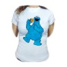 CAMISETA MUJER monstruo comedor de galletas peludo azul niños moda personalizada