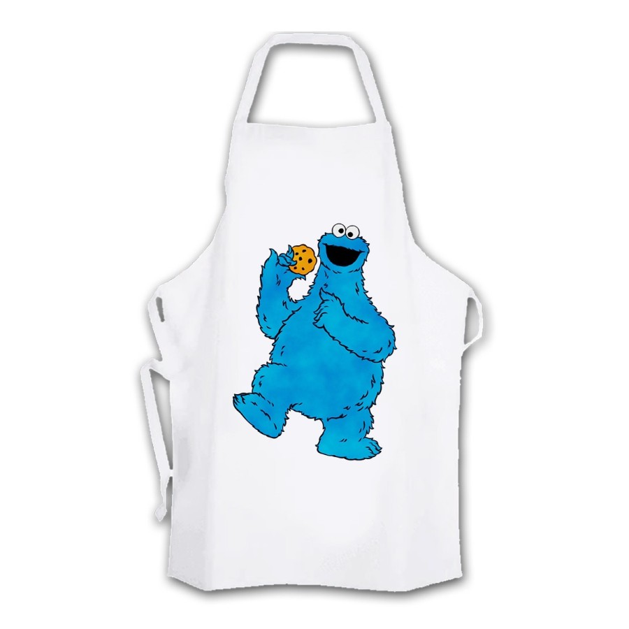 DELANTAL monstruo comedor de galletas peludo azul niños cocina personalizado