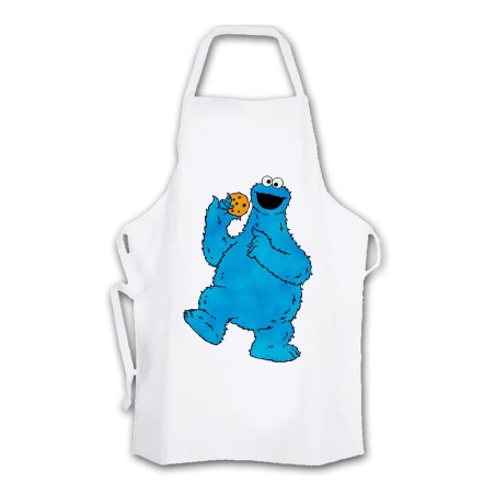 DELANTAL monstruo comedor de galletas peludo azul niños cocina personalizado