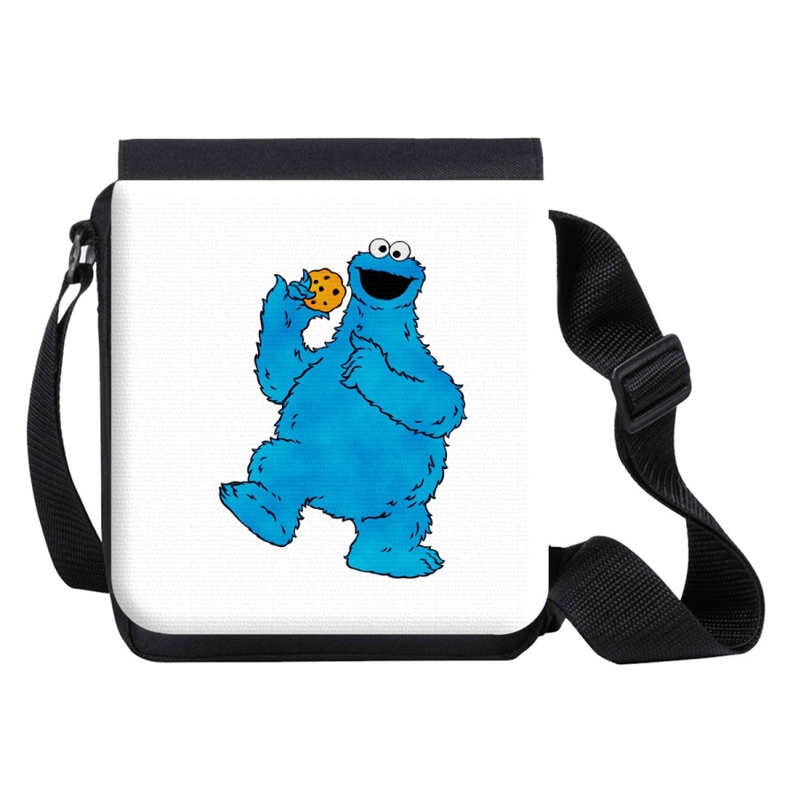 BANDOLERA PEQUEÑA monstruo comedor de galletas peludo azul niños bolso personalizada