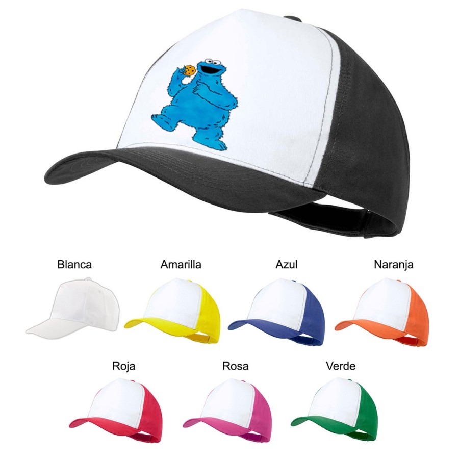 GORRA COLORES monstruo comedor de galletas peludo azul niños color personalizada