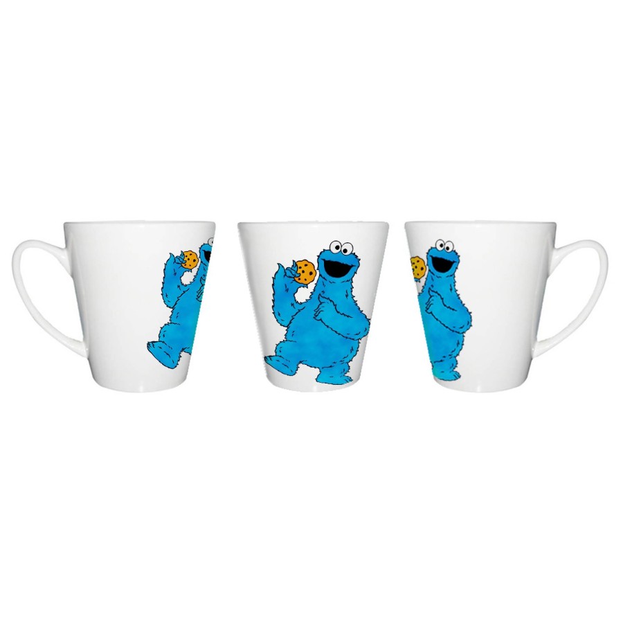 TAZA CÓNICA monstruo comedor de galletas peludo azul niños conica personalizada