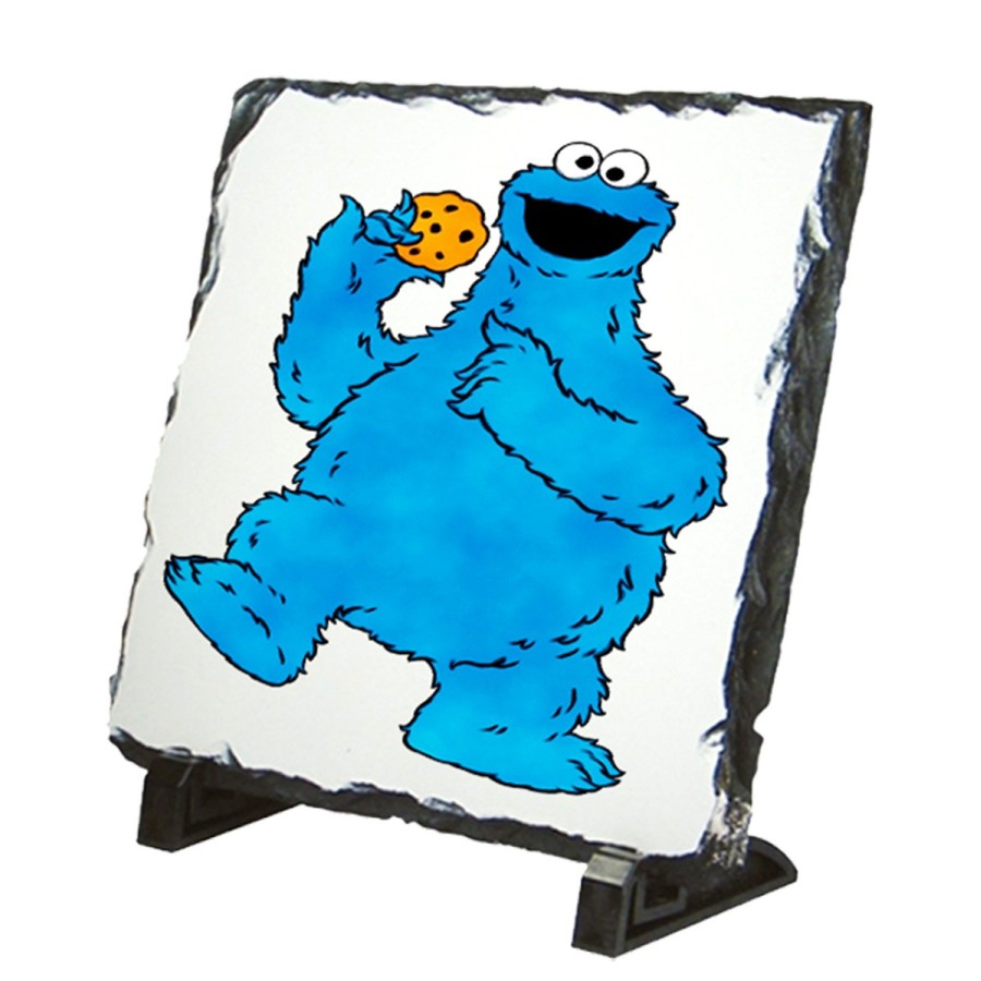 PLACA PIZARRA monstruo comedor de galletas peludo azul niños portafotos portafoto