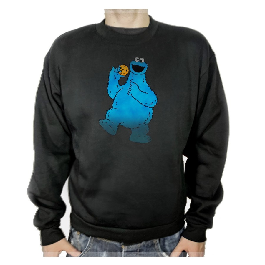 SUDADERA NEGRA monstruo comedor de galletas peludo azul niños adulto poliester algodón personalizada