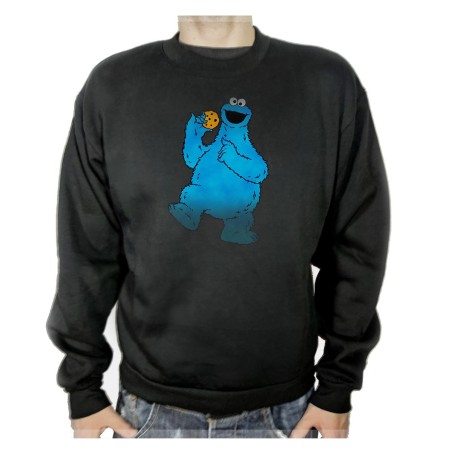 SUDADERA NEGRA monstruo comedor de galletas peludo azul niños adulto poliester algodón personalizada