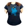 CAMISETA NEGRA MUJER monstruo comedor de galletas peludo azul niños oferta personalizada