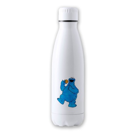 BIDON 700 ML ACERO INOXIDABLE monstruo comedor de galletas peludo azul niños tapon seguridad botella