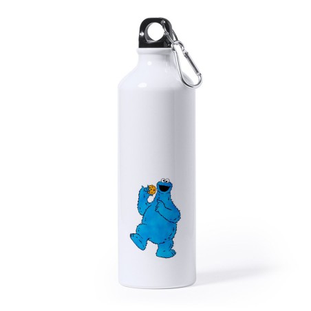 BIDON GRANDE 800 ML ACERO INOXIDABLE monstruo comedor de galletas peludo azul niños deporte deportivo mosqueton botella