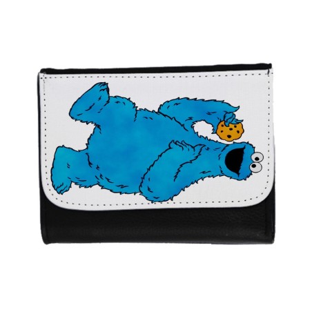 BILLETERA BILLETERO monstruo comedor de galletas peludo azul niños unisex negro monedero