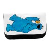 ESTUCHE NECESER DE LONA monstruo comedor de galletas peludo azul niños unisex negro monedero billetera