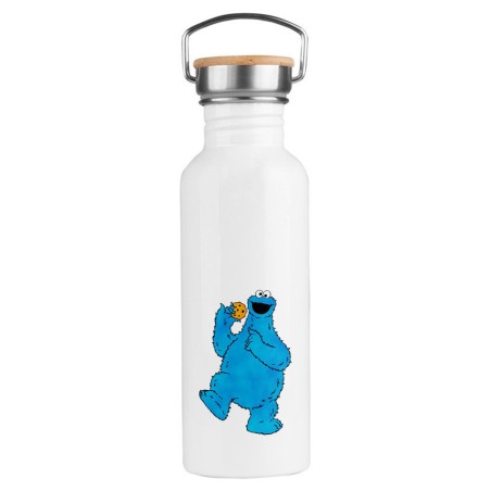 BIDON 750 ML ACERO INOXIDABLE ESTILO RETRO monstruo comedor de galletas peludo azul niños deporte deportivo botella