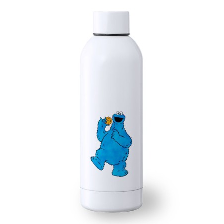 BIDON 500 ML ACERO INOXIDABLE monstruo comedor de galletas peludo azul niños deporte deportivo botella senderismo