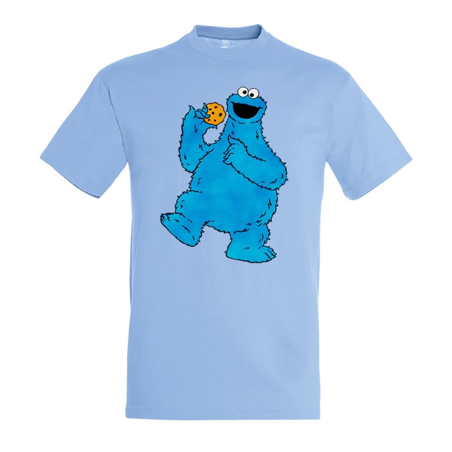 CAMISETA AZUL CIELO monstruo comedor de galletas peludo azul niños moda verano personalizada