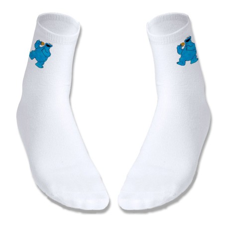 PAR DE CALCETINES SUAVES TALLA S-M monstruo comedor de galletas peludo azul niños deportivos moda poliester