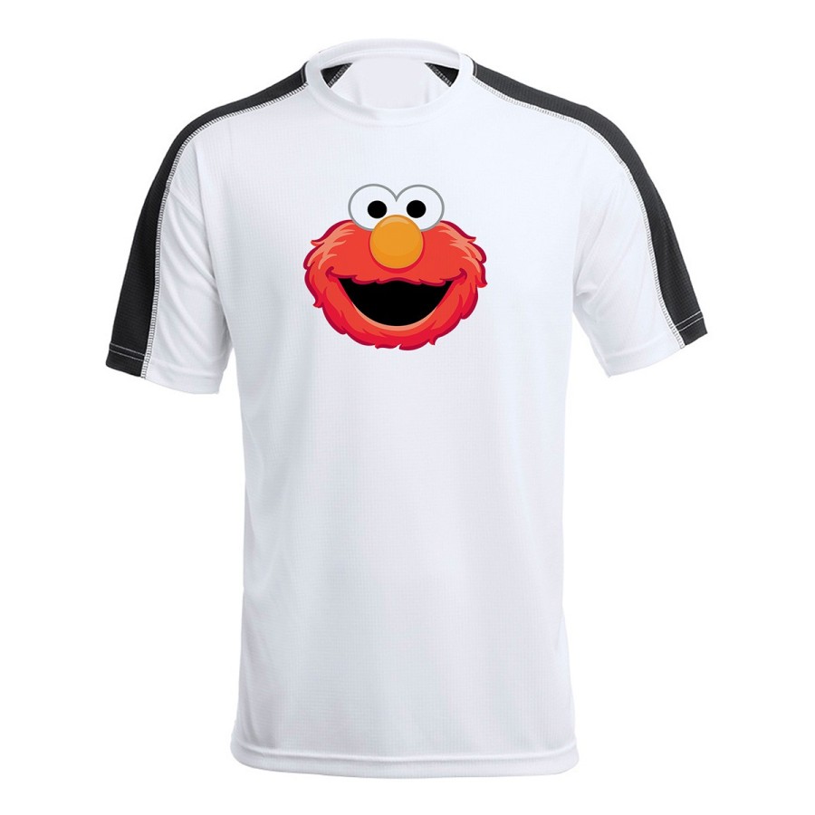 CAMISETA TÉCNICA FRANJA MANGAS NEGRA monstruo galletas divertido peludo rojo serie niños personalizada