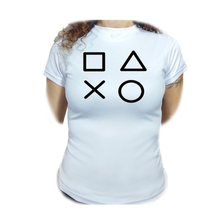 CAMISETA MUJER simbolos videojuegos consola mando famosos moda personalizada