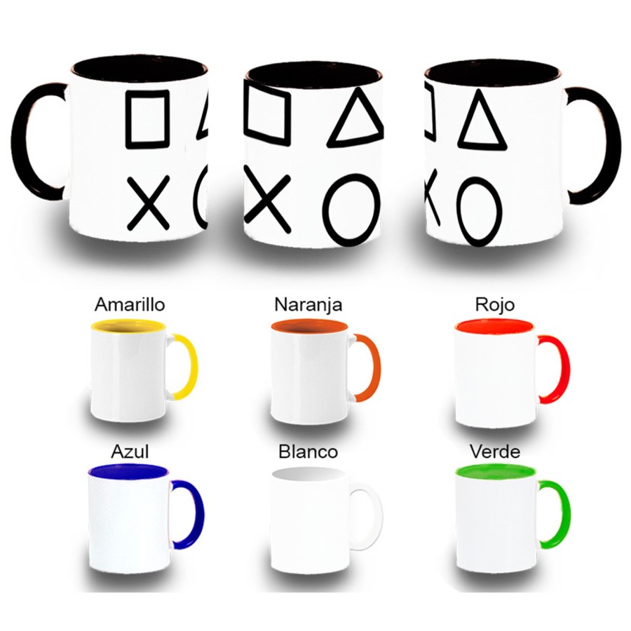 TAZA COLORES simbolos videojuegos consola mando famosos color personalizada