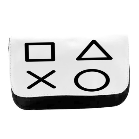 ESTUCHE NECESER DE LONA simbolos videojuegos consola mando famosos unisex negro monedero billetera