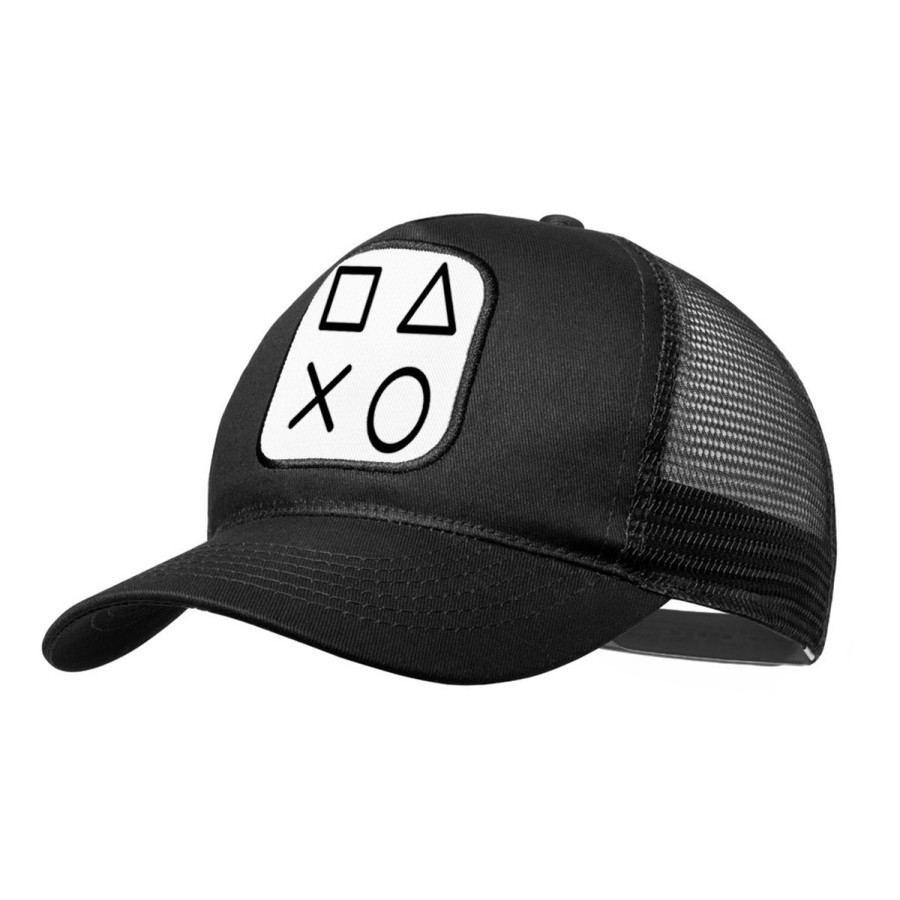 GORRA NEGRA CON REJILLA simbolos videojuegos consola mando famosos moda deporte