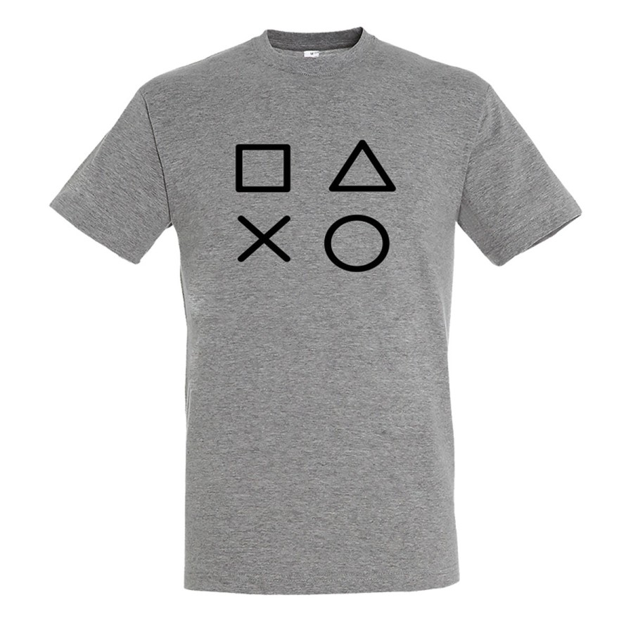 CAMISETA GRIS MEZCLA simbolos videojuegos consola mando famosos moda verano personalizada