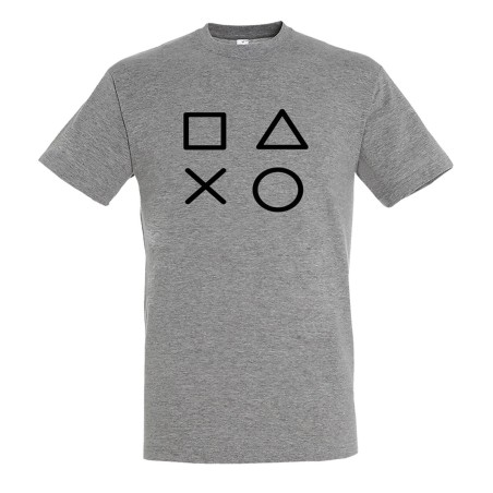 CAMISETA GRIS MEZCLA simbolos videojuegos consola mando famosos moda verano personalizada