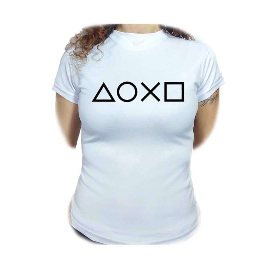 CAMISETA MUJER logo mando botones consola famosa videojuegos moda personalizada