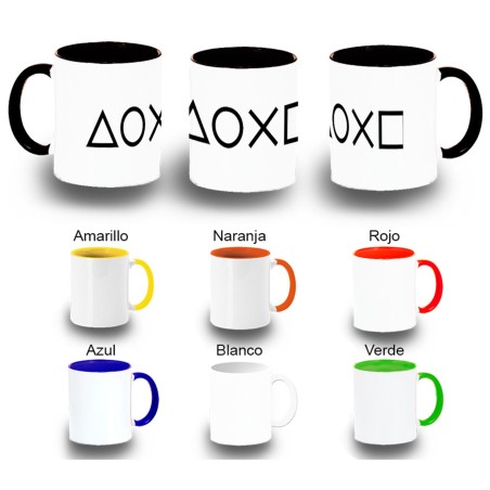 TAZA COLORES logo mando botones consola famosa videojuegos color personalizada