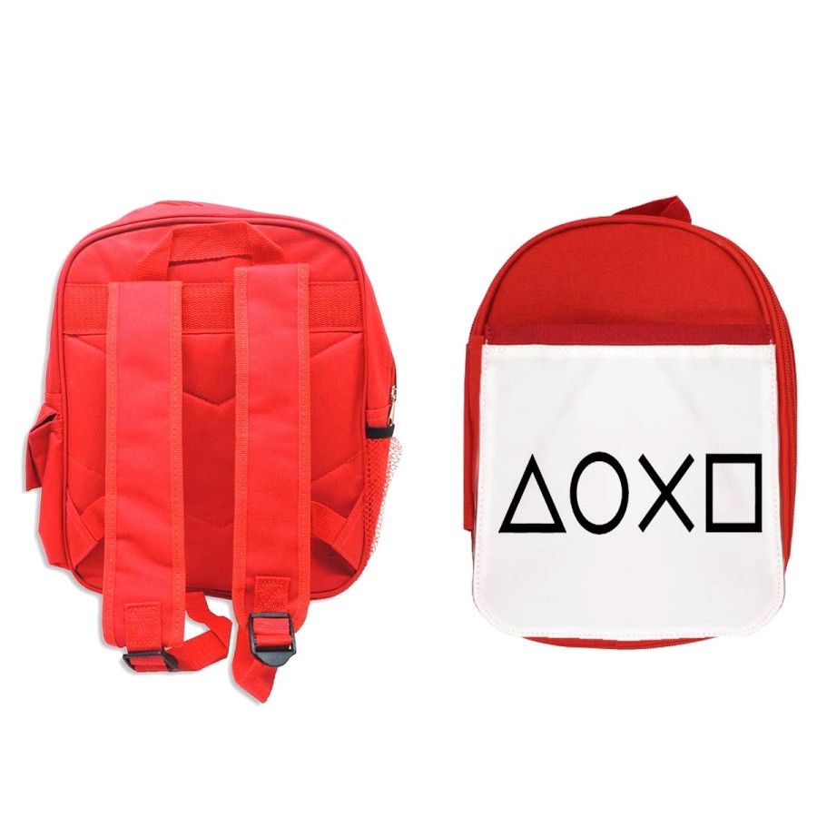 MOCHILA ROJA logo mando botones consola famosa videojuegos escolar personalizado