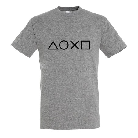 CAMISETA GRIS MEZCLA logo mando botones consola famosa videojuegos moda verano personalizada