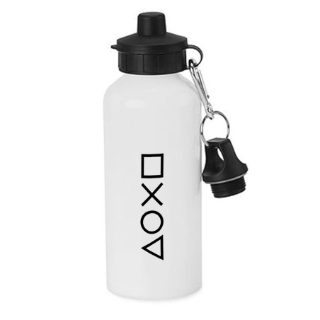 BIDON 600 ML ACERO INOXIDABLE CON CHUPON logo mando botones consola famosa videojuegos escolar deporte bicicleta