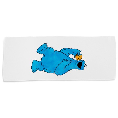 TOALLA GIMNASIO GYM ABSORBENTE monstruo comedor de galletas peludo azul niños suave con bolsita