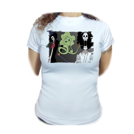 CAMISETA MUJER one piece brook fantasma pirata musico mugiwara moda personalizada